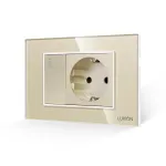 Intrerupator Simplu + Priza cu Rama din Sticla LUXION, Standard Italian, 3M SmartElectro IntelligentHouse
