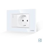 Intrerupator Simplu Cap Scara + Priza cu Rama din Sticla LUXION, Standard Italian, 3M SmartElectro IntelligentHouse