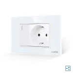 Intrerupator Simplu Cap Scara + Priza cu Rama din Sticla LUXION, Standard Italian, 3M SmartElectro IntelligentHouse