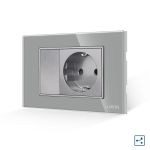 Intrerupator Simplu Cap Scara + Priza cu Rama din Sticla LUXION, Standard Italian, 3M SmartElectro IntelligentHouse