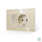 Intrerupator Simplu Cap Scara + Priza cu Rama din Sticla LUXION, Standard Italian, 3M SmartElectro IntelligentHouse
