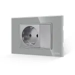 Priza Simpla si 1 Tasta Falsa cu Rama din Sticla LUXION, Standard Italian, 3M SmartElectro IntelligentHouse