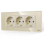 Priza Tripla cu Rama din Sticla LUXION, Standard Italian, 6M SmartElectro IntelligentHouse