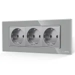 Priza Tripla cu Rama din Sticla LUXION, Standard Italian, 6M SmartElectro IntelligentHouse