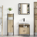 Set Mobilier Baie pe 3 Piese din Lemn Inginerizat Stejar Deschis GartenMobel Dekor