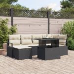 Set Canapea Grădină  cu Perne Black Poly Rattan, Canapea Grădină 2 Locuri cu Depozitare și Perne Black Poly Rattan GartenMobel Dekor