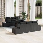 Set de canapele pentru grădină cu perne, rattan poli negru, 7 piese GartenMobel Dekor