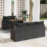 Set de canapele pentru grădină 6 piese cu perne Ratan Poly Negru GartenMobel Dekor