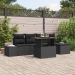 Set Canapea Grădină 6 Piese Perne Negru Ratan Polimer GartenMobel Dekor