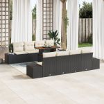 Set de sofa de grădină cu 7 piese și perne negre din ratan GartenMobel Dekor