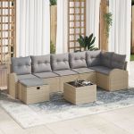Set de sofa pentru grădină 8 piese cu perne bej din ratan poli GartenMobel Dekor
