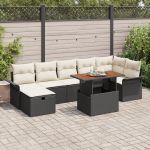 Set de Sofa de Grădină cu 8 Piese și Perne Negre din Poliratan GartenMobel Dekor