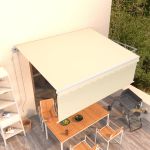 Copertină retractabilă automat cu stor, crem, 4x3 m  GartenMobel Dekor