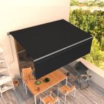 Copertină retractabilă automat cu stor, antracit, 4,5x3 m GartenMobel Dekor