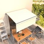 Copertină retractabilă automat cu stor, crem, 3,5x2,5 m GartenMobel Dekor