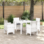 Set de dining pentru grădină cu perne Alb Poliratan GartenMobel Dekor