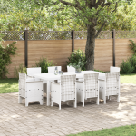 Set de dining 9 piese pentru grădină Alb Poliratan GartenMobel Dekor