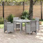 Set de dining pentru grădină de 5 piese cu perne gri deschis din ratan poly GartenMobel Dekor