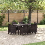 Set masă grădină 7 piese cu perne maro din poliratan GartenMobel Dekor