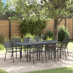 Set de Mobilier pentru Hol  9 Piese Oțel Antracit, Masă de Grădină Extensibilă  Antracit (140-210)x90x73 cm Oțel GartenMobel Dekor