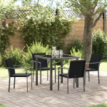 Set de dining pentru grădină din 5 piese cu perne Negre din Poliratan GartenMobel Dekor