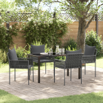 Set de Dining de Grădină de 5 Piese cu Pernă Negru Rattan Poly GartenMobel Dekor