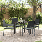 Set de dining pentru grădină 5 piese cu perne Negru Rattan Poli GartenMobel Dekor