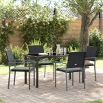 Set de dining pentru grădină cu 5 piese și perne Negru Poliratan GartenMobel Dekor