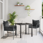 Set de grădină de 3 piese cu perne, rattan negru GartenMobel Dekor