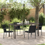 Set de masă de grădină 5 piese  cu pernuțe, Negru, Ratan Poly GartenMobel Dekor