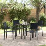 Set de dining de grădină 5 piese Negru Poly Ratan GartenMobel Dekor