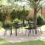 Set de 5 piese de dining pentru grădină negru din poliratan GartenMobel Dekor