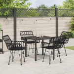 Set de Masă de Grădină 5 Piese Negru Poli Ratan GartenMobel Dekor