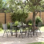 Set de 7 scaune de masă de grădină din oțel antracit GartenMobel Dekor