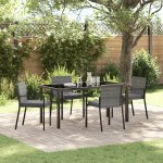 Set de dining 5 piese pentru grădină Gri Poliratan GartenMobel Dekor