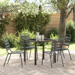 Set de dining cu 5 piese Gri închis Oțel GartenMobel Dekor