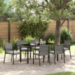 Set de dining pentru grădină 7 piese Gri Poliratan GartenMobel Dekor