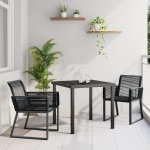 Set de Dining Grădină de 3 Piese Negru Ratan Polimer GartenMobel Dekor