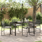 Set de dining de grădină 5 piese cu perne, Negru Poliratan GartenMobel Dekor