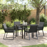Set de dining de grădină cu 5 piese cu perne Negru Poliratan GartenMobel Dekor