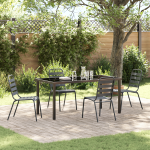 Set de dining pentru grădină 5 Piese Gri Închis Oțel GartenMobel Dekor