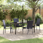 Set de Dining de Grădină 5 Piese Negru Poliratan GartenMobel Dekor