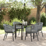 Set de Dining pentru Grădină 5 Piese Grey Poliratan GartenMobel Dekor