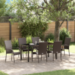 Set de Masă pentru Grădină 7 Piese Maro Ratan PE GartenMobel Dekor