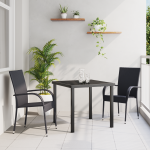 Set de Masă pentru Grădină din 3 Piese Negru Poliratan GartenMobel Dekor