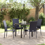 Set de dining de 5 piese pentru grădină Negru Poliratan GartenMobel Dekor