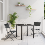 Set de dining de grădină 3 piese Negru Textilenă și Oțel GartenMobel Dekor
