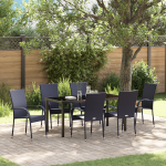 Set de dining pentru grădină 7 piese Poliratan negru GartenMobel Dekor