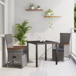 Set de Dining Grădină 3 Piese cu Pernuțe Gri Poliratan GartenMobel Dekor