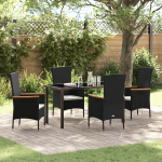 Set de dining de grădină 5 piese cu perne Negre din poliratan GartenMobel Dekor